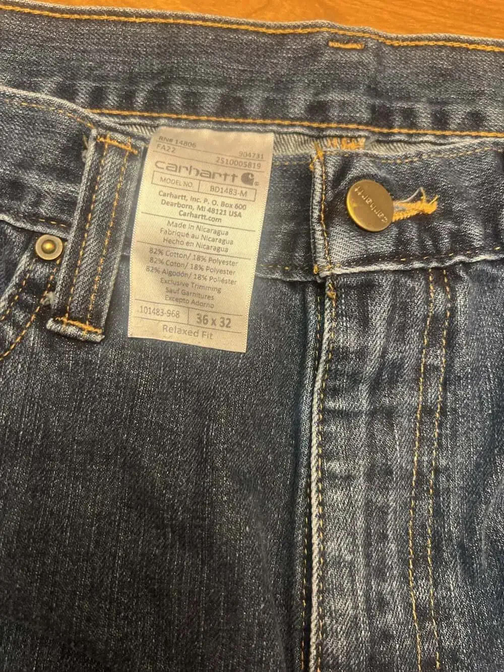 Carhartt Relaxed Fit Denim Jeans Size 36x32 Blue Workwear
